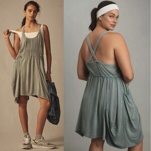 Anthropologie Daily Practice Boardwalk Mini Dress Light Blue Oversized Lagenlook
